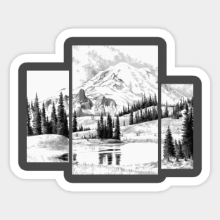 Mountain - black & white Sticker